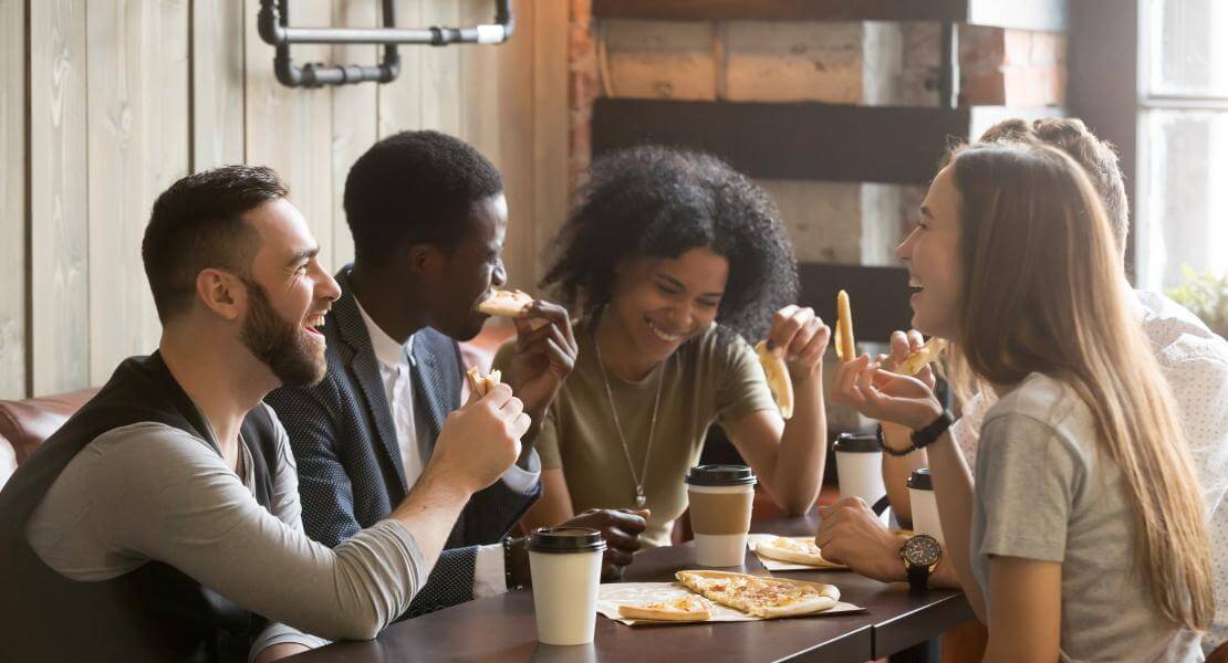 group of friends in a café