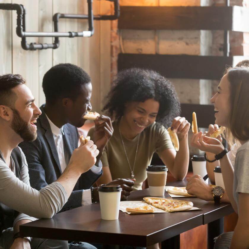 group of friends in a café