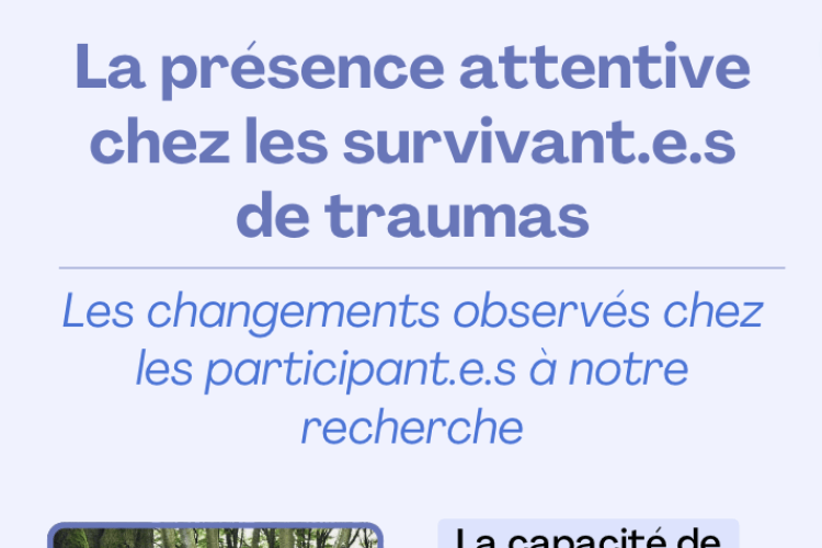 Illustration de : La présence attentive chez les survivant.e.s de traumas : Les changements observés chez les participant.e.s à notre recherche